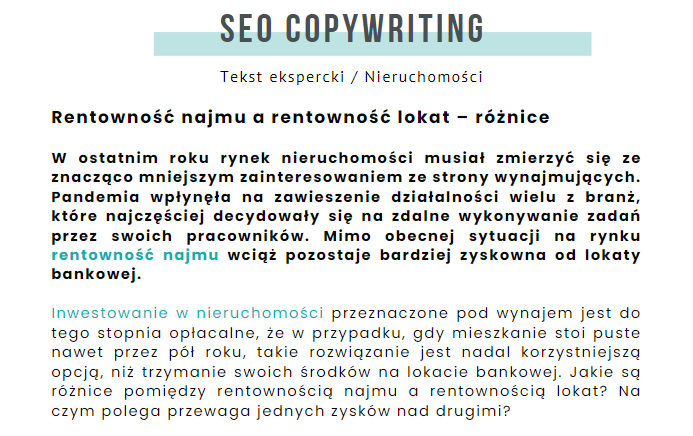 SEO Copywriting | Przykład tekstu eksperckiego
