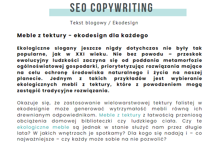 SEO Copywriting | Przykład tekstu blogowego